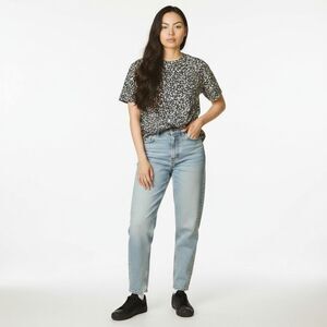 Marine Layer Swing Crew Tee in Abstract Floral Women Size XL Black Beige Shirt